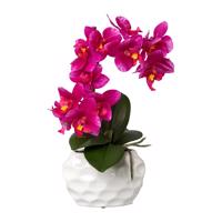 Gasper Umělá orchidej v bílém květináči, fialová, 33 cm