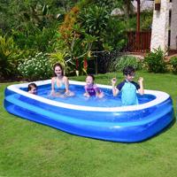 Haushalt international Rodinný nafukovací bazén, transparentní/modrá, 211 x 132 x 46 cm